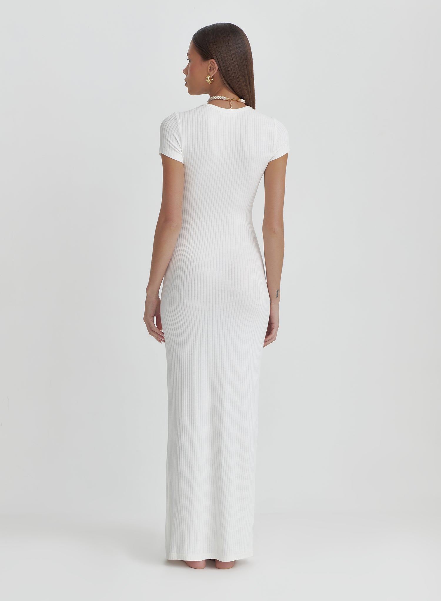 Cream Sheer Knitted Maxi Dress